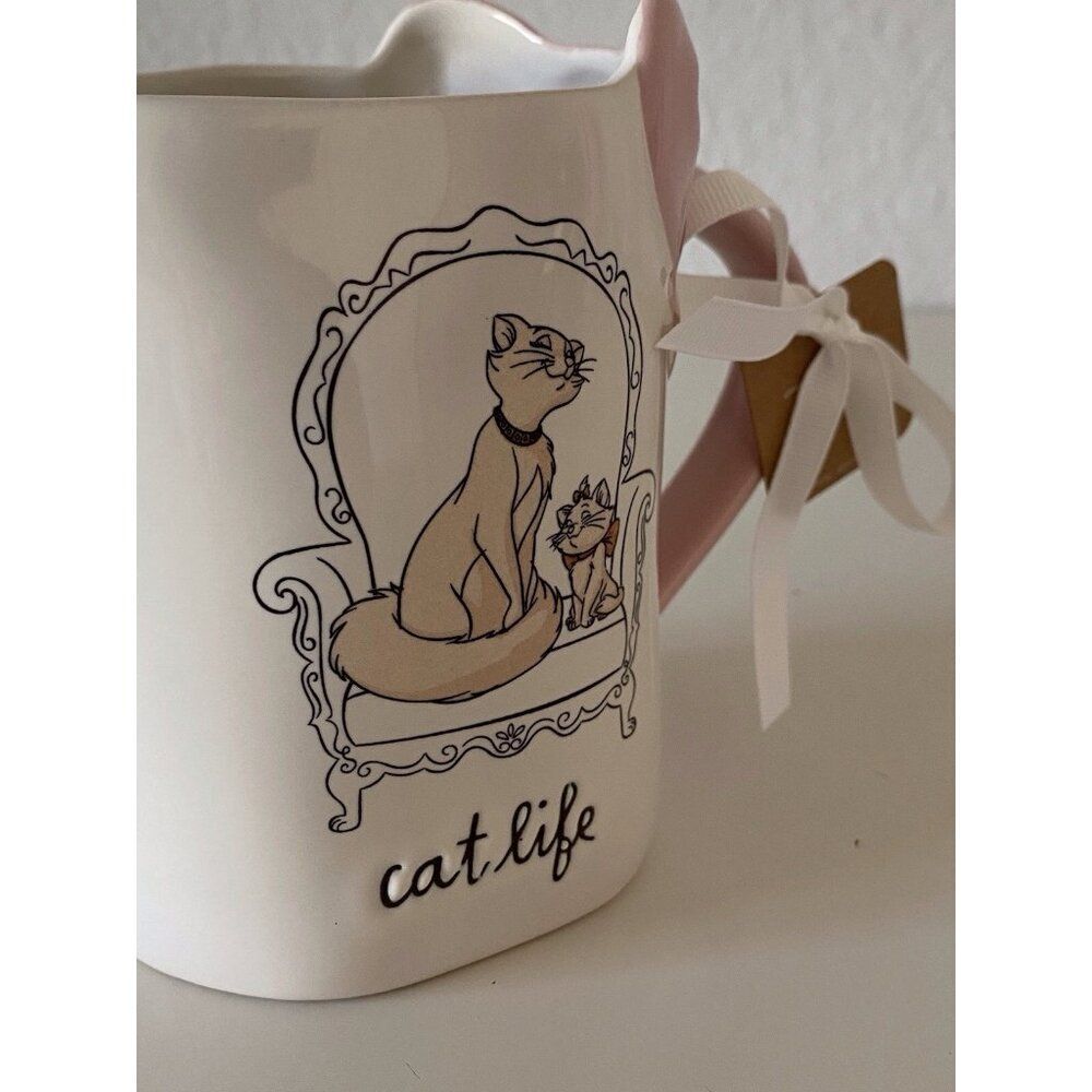 Rae Dunn Disney Aristocats‎ Duchess & Marie Cat Life Pink Bow Handle Mug Cup NEW - Picture 7 of 11